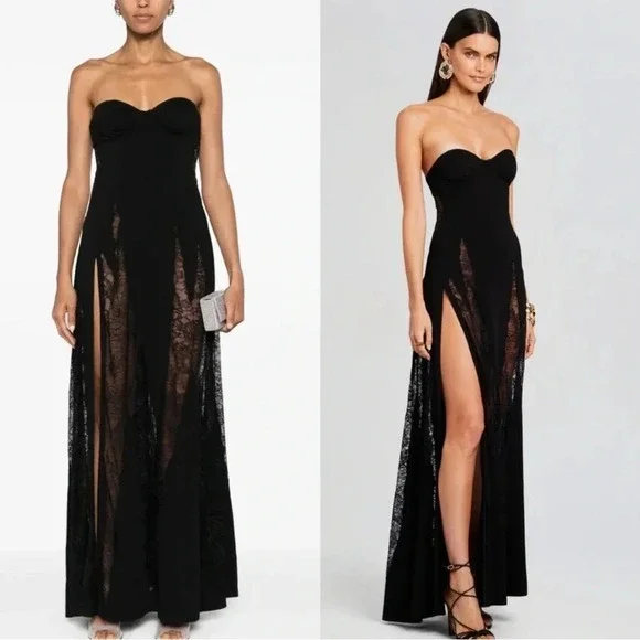 Retrofete Evangeline Dress Black Strapless Maxi Gown Corset Strapless Size S - Picture 5 of 5